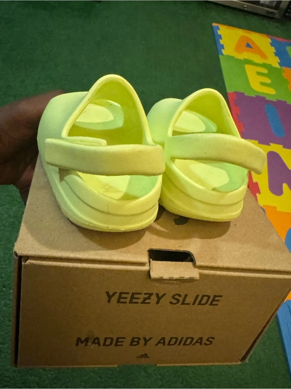 adidas Kids Neon Yellow Slip-On Sandal Clogs